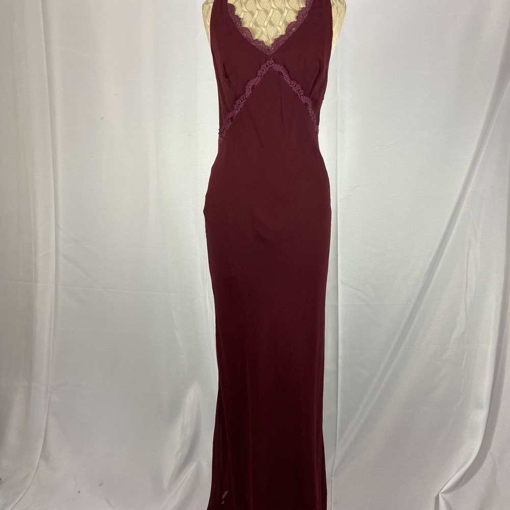 Iceberg Burgundy Lace Trim Dress